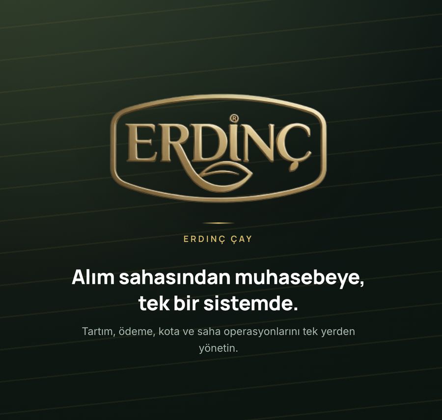 Erdinç Çay için geliştirilen saha ERP sisteminin arayüzü